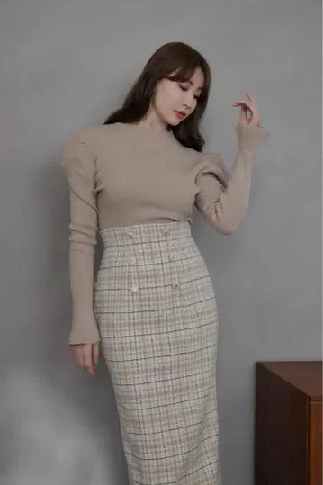 Her lip to 하립투 Plaid Long Skirt