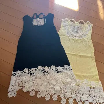 팁 탑 슬리브리스 세트 블랙 옐로우 컬러