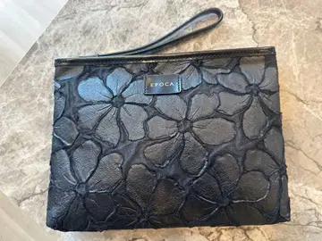 EPoca 블랙 플라워 엠보싱 파우치