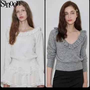 [ 새상품급 ] Sinoon 시누운 프릴 2WAY 니트 화이트