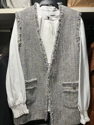 그린 라벨 믹스 트위드 베스트