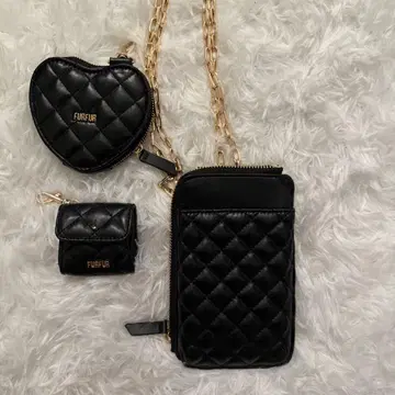 퍼퍼 퀼팅 3종 세트 멀티 숄더 블랙