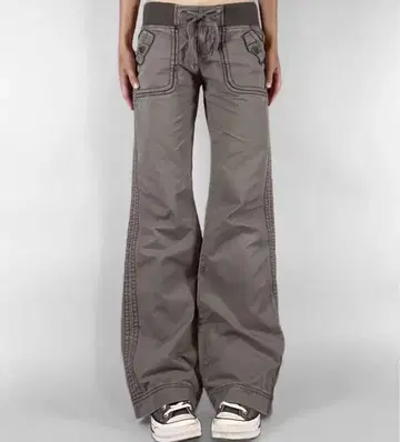 미사용 그레이 플레어 팬츠 캐주얼 여성용 M