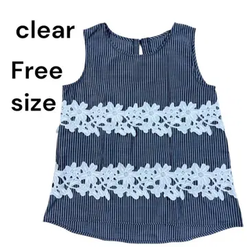 클리어 슬리브리스 스트라이프 상의 여성용 프리 사이즈 2258