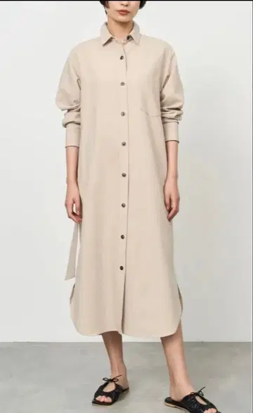 소재 소프트 옥스 셔츠 원피스 M