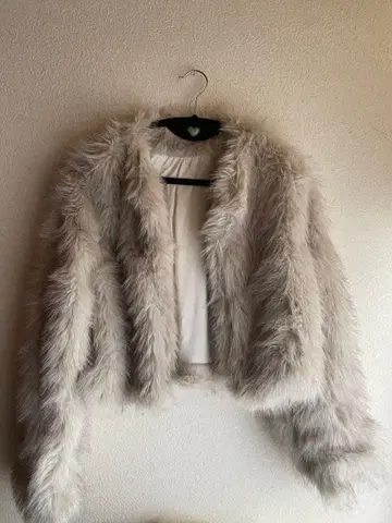 그레이 퍼 크롭 자켓 긴팔