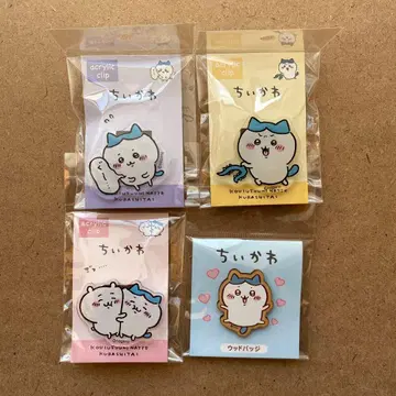 치이카와 (먼작귀) 하치와레 아크릴 클립 우드 배지