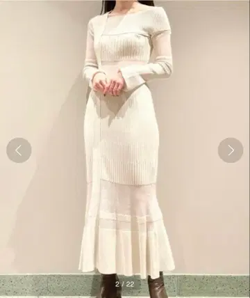 시어 블로킹 니트 원피스 snidel