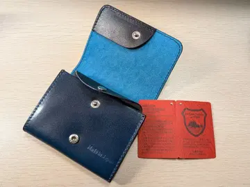 미니 지갑 컴팩트 지갑 미니 지갑 도치기 가죽 일본제 (네이비)