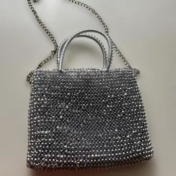 실버 메쉬 숄더백