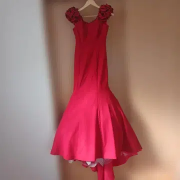 머메이드 빨간 장미 플라워 모티브 드레스