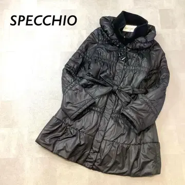 SPECCHIO 충전솜 코트 허리 리본 블랙