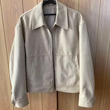 베이지 스웨이드풍 집업 자켓