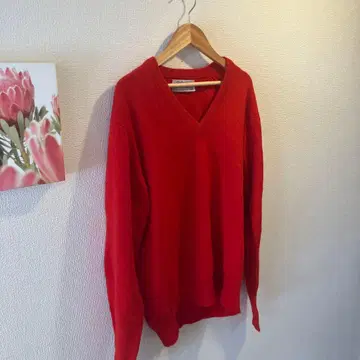 Ballantyne 레드 V넥 스웨터 42