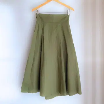 스타일 UP 리본 하이웨스트 A라인 플레어 스커트 XL 카키