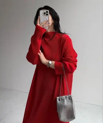 wee9s/슈퍼 스트레치 플리츠 원피스/체리 레드/w00872