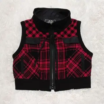 [ 레어 ] EIKO KONDO 에이코 콘도 빨간색 블랙 체크 베스트