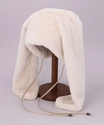 카시라 FUR LAPIN 토끼 토끼 귀 모자 퍼 베이지