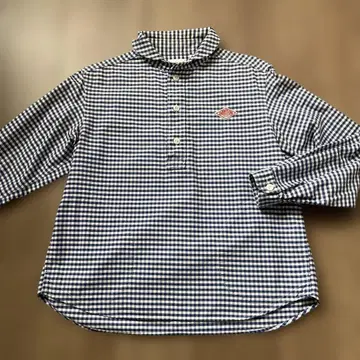 단톤 둥근 카라 깅엄 체크 셔츠