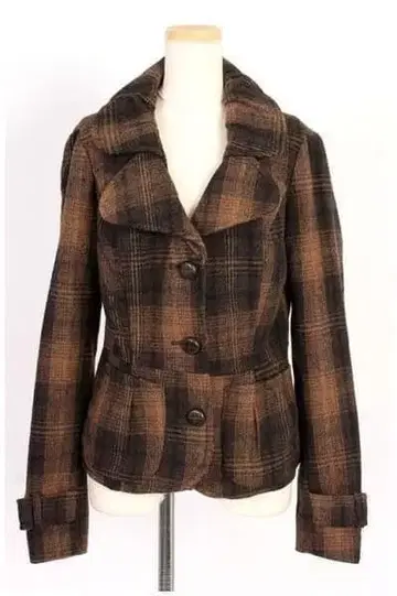 팔꿈치 패치 체크 자켓 울 코트 ZARA 자라