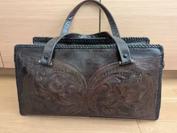 핸드메이드 다크 브라운 가죽 핸드백
