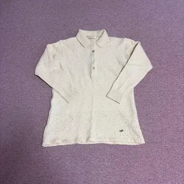 크로커다일 아이보리 폴로 옷깃 니트 튜닉