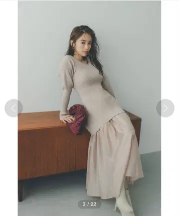 오간자 스커트 도킹 니트 원피스 snidel