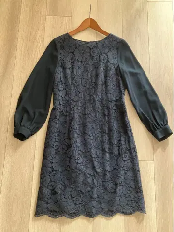 NATURAL BEAUTY BASIC 네이비 컬러 긴팔 레이스 원피스 M