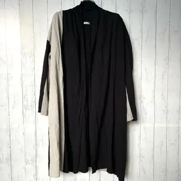 MELUMO 일본제 바이컬러 롱 가디건 겉옷 블랙 일본제