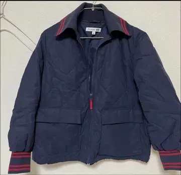 네이비 퀼팅 자켓 스트라이프 옷깃