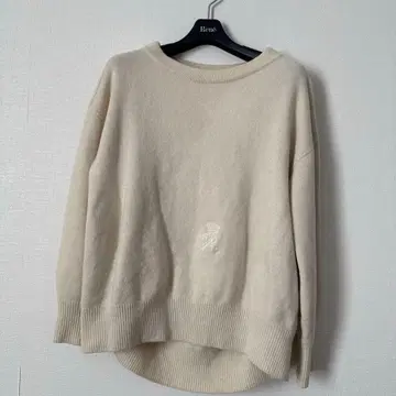 르네 울 100% 크림 아이보리색 스웨터 34