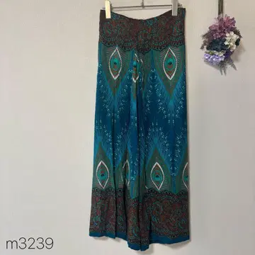 개성 에스닉 올 패턴 랩 팬츠 허리밴딩 슬릿 태국 민족