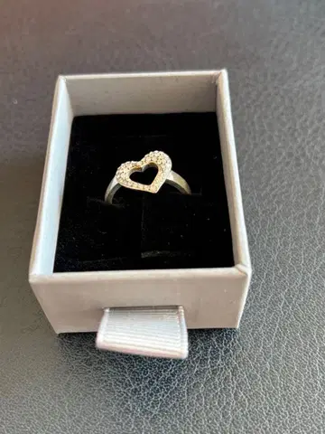 폴리 폴리 하트형 실버 반지 스톤 포함