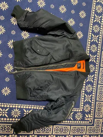 HARE MA-1 자켓 오버 사이즈 블랙 오렌지 S