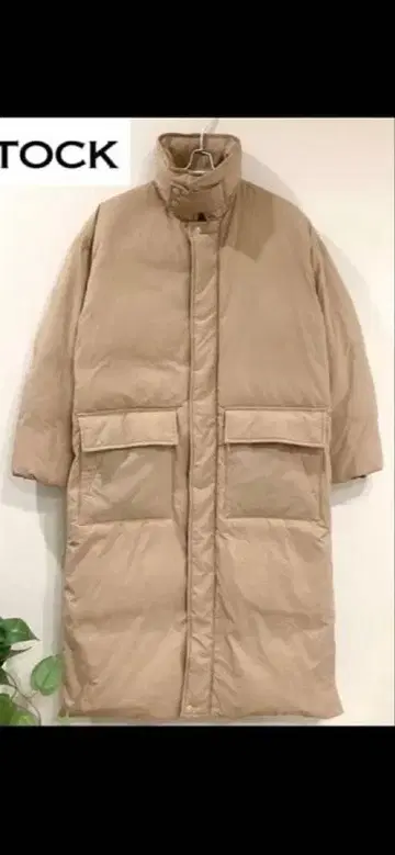 [새상품급] 베이직 스톡 롱 스테인 컬러 다운 코트 베이지 S