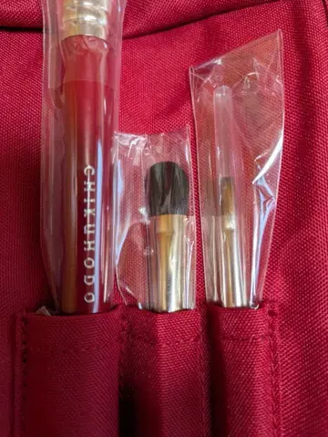 메이크 브러쉬 세트 3개 빨간색 케이스 포함