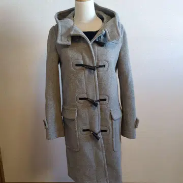 새상품급 23구 그레이 더플 코트 울 혼방 후드 부착