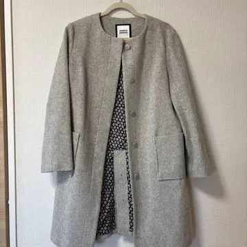 그레이 울 혼방 롱 코트