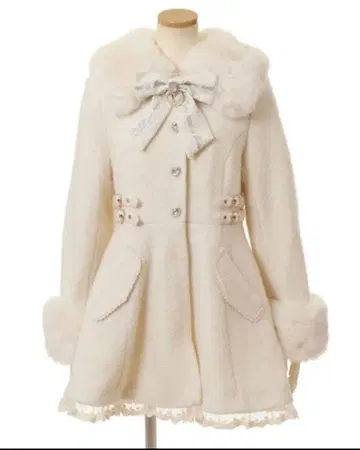 리즈리사 LIZLISA 비쥬 리본 미니 기장 A라인 코트 화이트