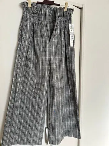 체크 무늬 와이드 팬츠 사이즈 38