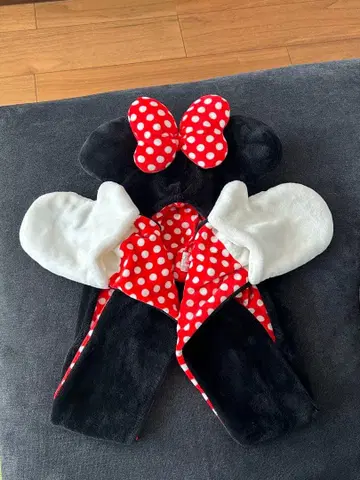 미니 마우스풍 플리스 모자 장갑 세트