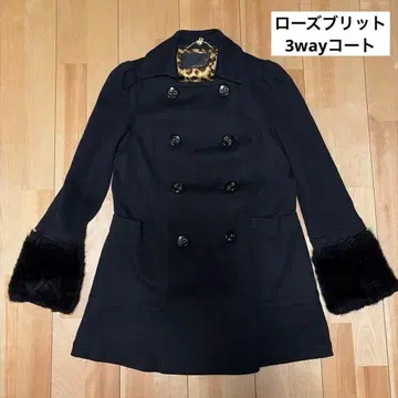 rosebullet 로즈브릿 코트 퍼 소매 레오파드 미디 기장