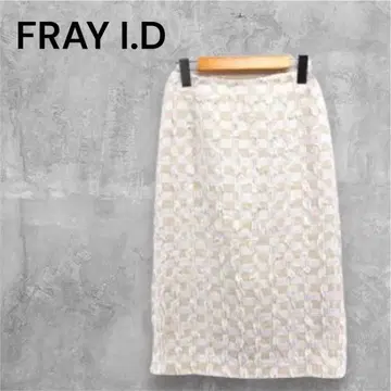 FRAY I.D 체크 무늬 타이트 스커트