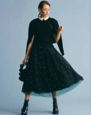 CELFORD 전개 튤 플레어 스커트 38 펄