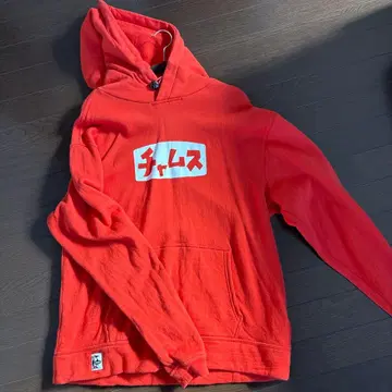 CHUMS 참스 로고 후드티 오렌지