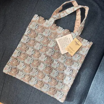 긴자와 레이스 전체 레이스 곰 무늬 미니 토트 미사용 새상품