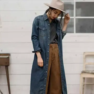 데님 긴팔 셔츠 원피스