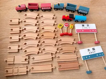 나무 기관차 레일 세트