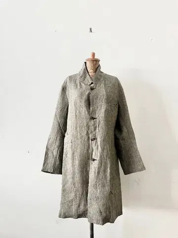 [ 미사용 ] pub 린넨 하운드투스 체크 패턴 코트 사이즈 1