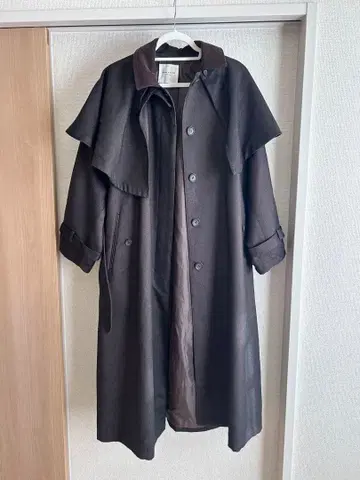 브라운 롱 코트 울 혼방